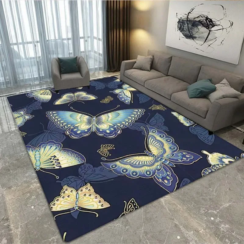 3D printed butterfly fashion carpet butterfly series decorative carpet suitable for living room bedroom carpet anti-slip mat