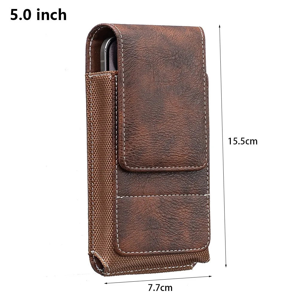 1Pcs New PU Leather Phone Waist Pack Outdoor Camping Universal Phone Belt Clip 5-7inch Belt Hanging Pouch For Smartphone