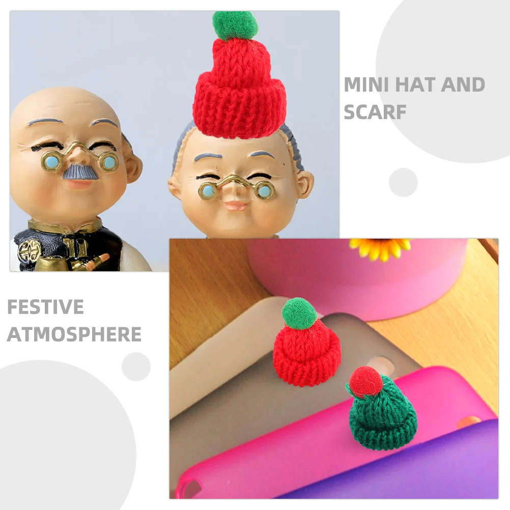 12 Pcs Knitted Small Christmas Hat Snowman Hats for Crafts Shine Yarn Mini Scarves