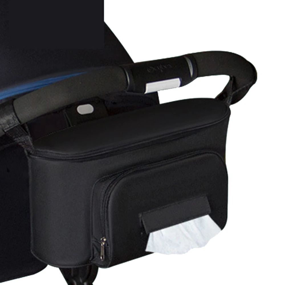Black Stroller Organizer Bags Mummy Large Capacity Travel Hanging Bag Bottle Holder Pram Diaper Bags Baby Stroller Accessories