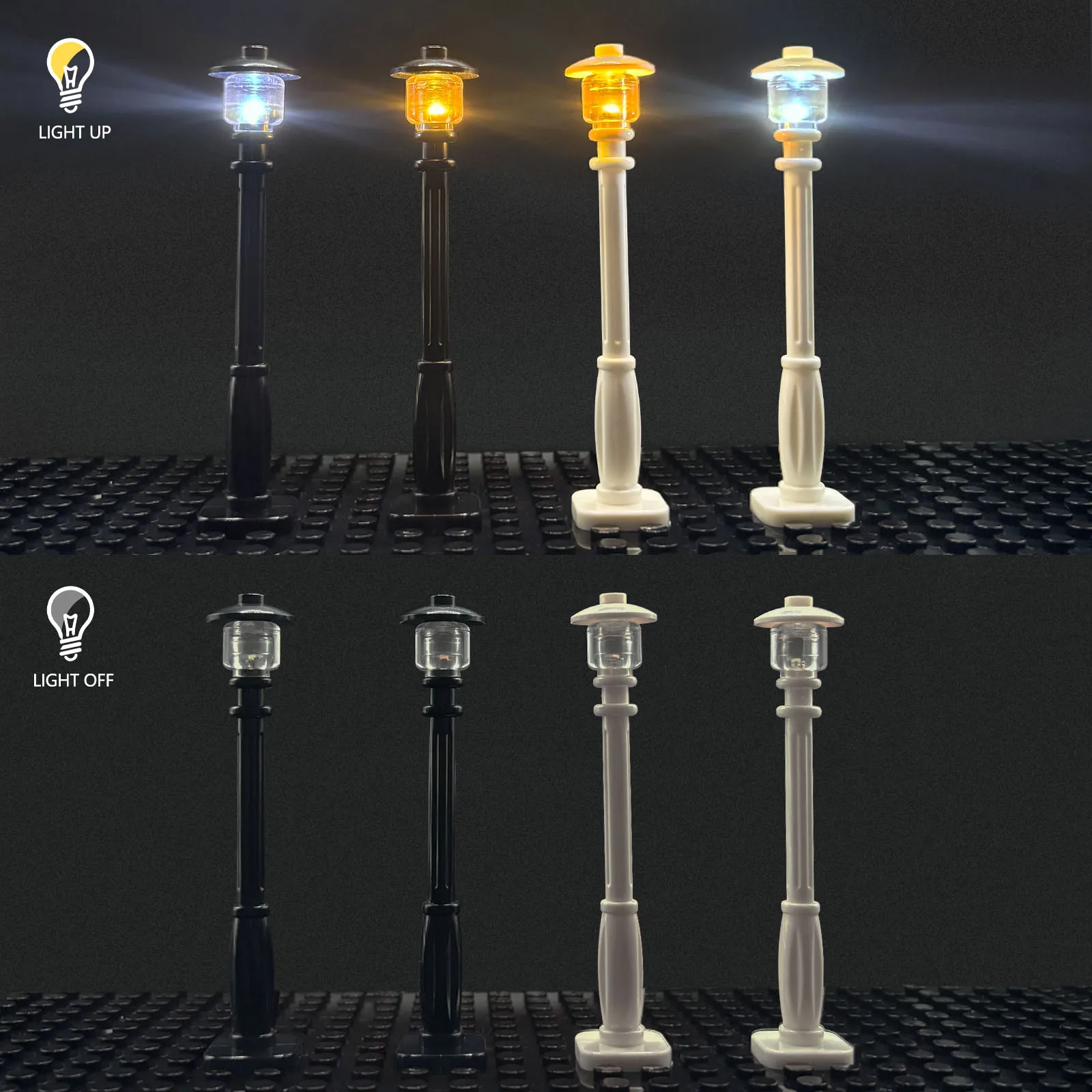 LYBMTWF 10 Stück LED leuchtende Stadtstraßenlaterne, USB-betrieben, Bausteinlampe, MOC-Beleuchtungszubehör (ohne Strom)