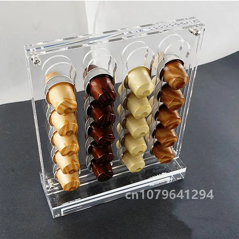 20/48 PCS Acrylic Nespresso OriginalLine Coffee Pod Holder Rack Capsule Storage Refrigerator Tower Stand Pod Coffee Holder