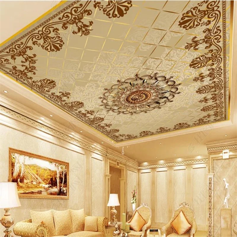 

Custom Pattern border photo wallpaper ceiling wallpaper for walls 3 d ceiling Classical European style wallpaper