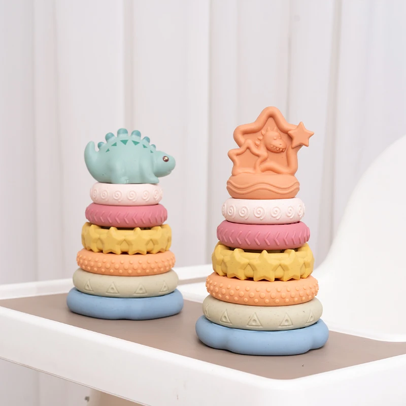 Ebycy empilhamento brinquedos dos desenhos animados dinossauro nidificação empilhamento torre bebê aprendizagem precoce montessori brinquedos bebês presente para meninos meninas