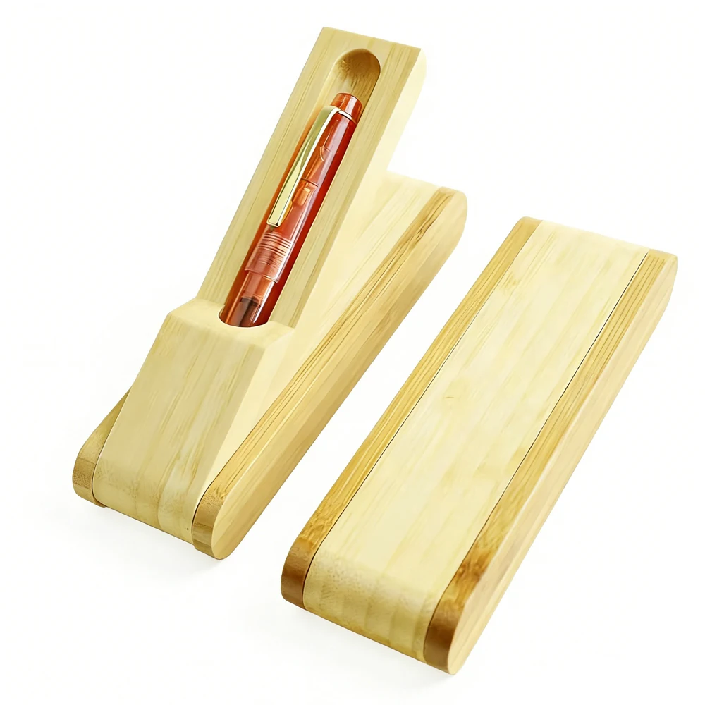 

Портативный складной бамбуковый футляр для ручек, коробка для одной ручки, дорожный пенал, настольный органайзер, подставка для канцелярских принадлежностей