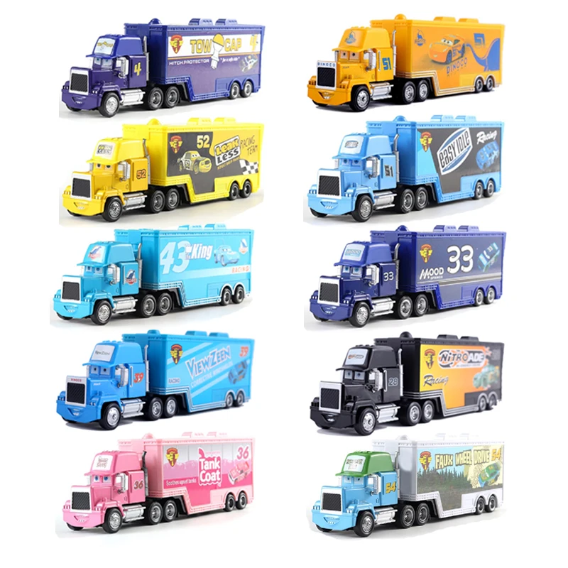 

Disney Pixar Cars 3, контейнерный грузовик, игрушки, молния Mcqueen Racing, семейная коллекция Flo, литая под давлением модель автомобиля, подарок на день рождения для мальчиков и девочек