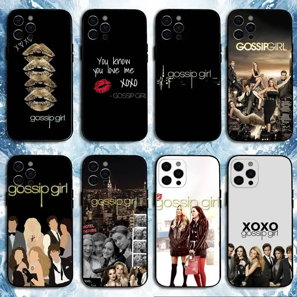 

G-Gossip G-Girl Phone Case For iPhone 16,15,14,13,12,11 Plus,Pro Max, Soft Silicone Black Cover