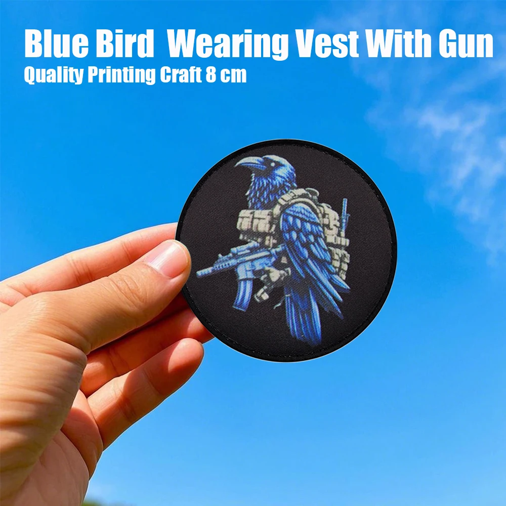 Tactical Raven Printing Patch 8CM Round Special Forces Bird Badge Hook&Loop Backing for Tactical Vests Combat Gear Outdoor
