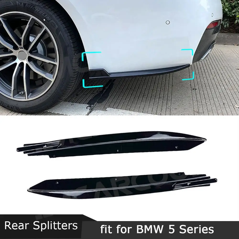 

ABS Gloss Black Rear Bumper Side Splitter Spoiler For BMW 5 Series G30 525i 530i 540i M Tech Sport 2017+ Flaps Apron Accessories