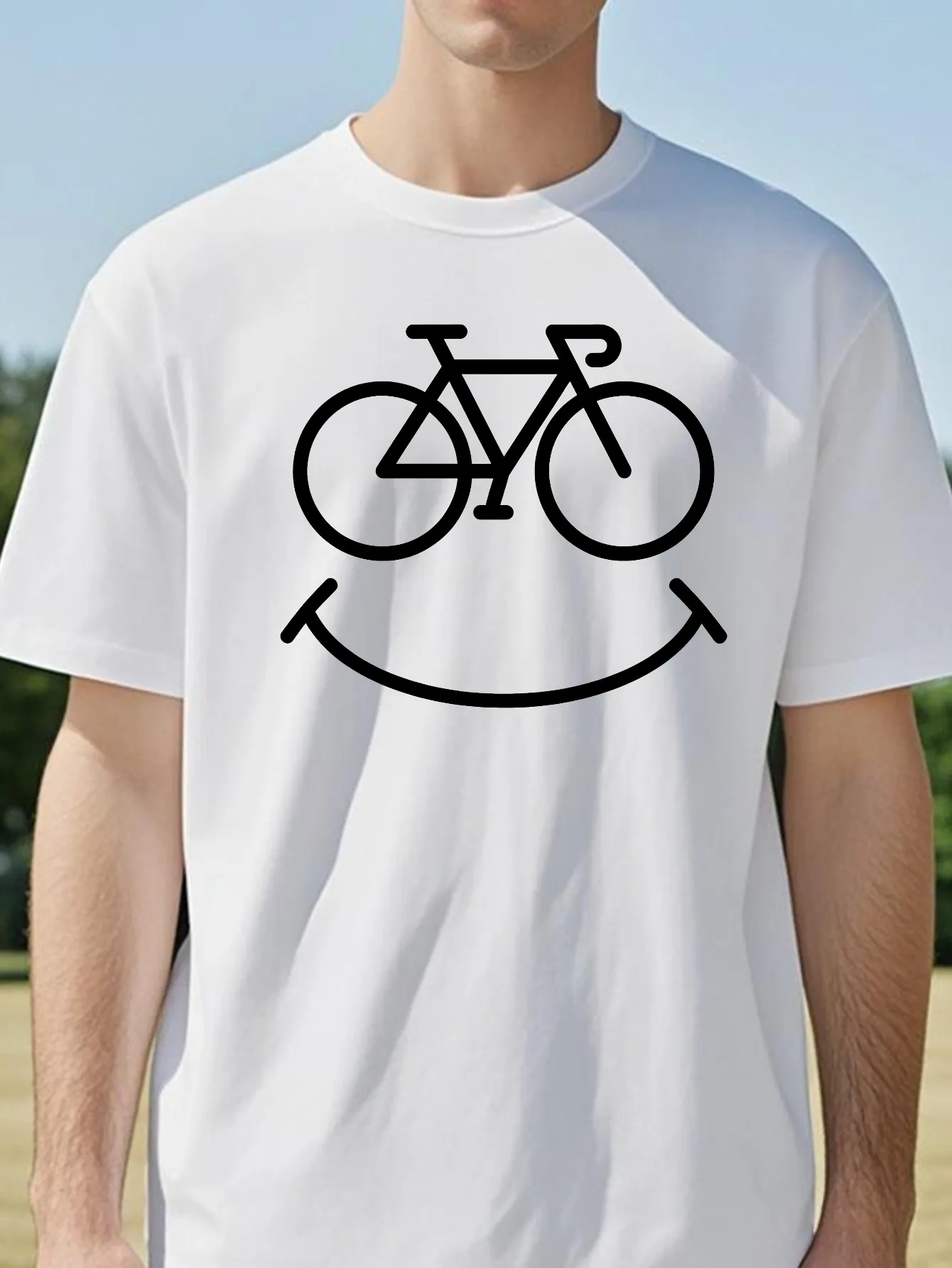 دراجة ابتسامة تي شيرت مطبوع عادية قصيرة الأكمام بلايز الصيف تيز للرجال النساء القطن س الرقبة كبيرة الحجم الشارع الشهير الأساسية