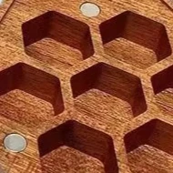 2Pcs Magnetic Wooden Dice Storage Box, Honeycomb Polygon Dice Container for Bar Game