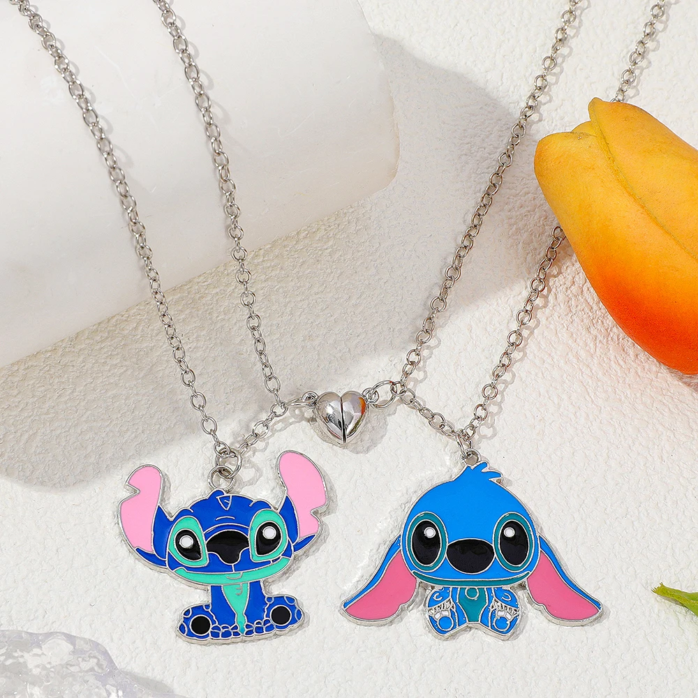 2 قطعة ليلو وستيتش Kawaii غرزة القلب المغناطيس قلادة قلادة مجموعة للرجال لطيف هدية عيد الميلاد أفكار التبعي #2