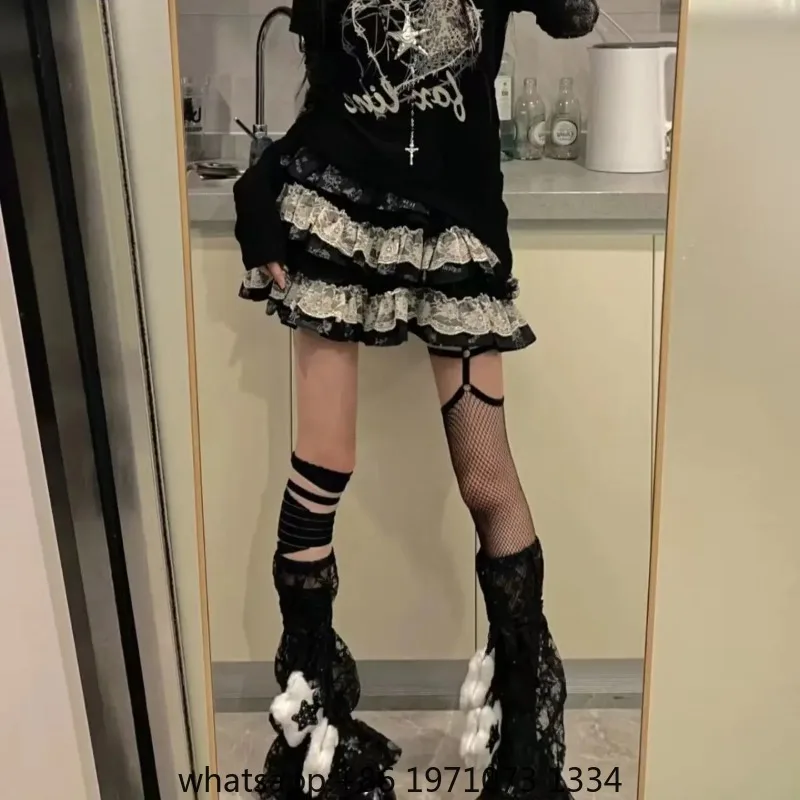 Y2k Skirt Women's Clothing 2025 Faldas Mujer De Moda Fashion Punk Jupe Patchwork Lace Sweet Saia High Waist A-line Mini Skirts view 6