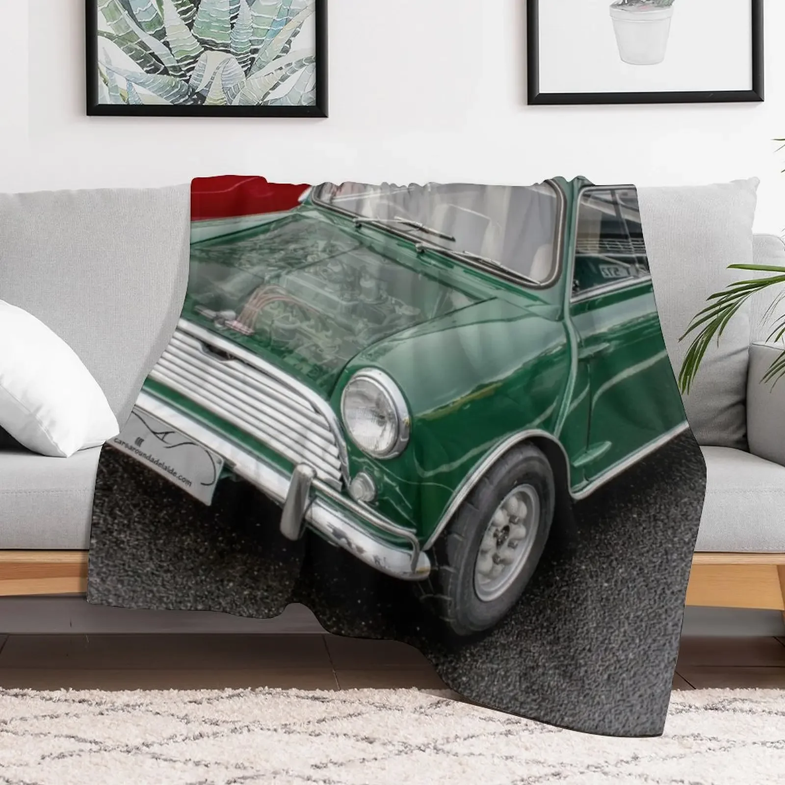Coffee n Classics Misted bonnet Morris Mini Cooper Throw Blanket Versatile Cozy Throw Blanket for All Occasions