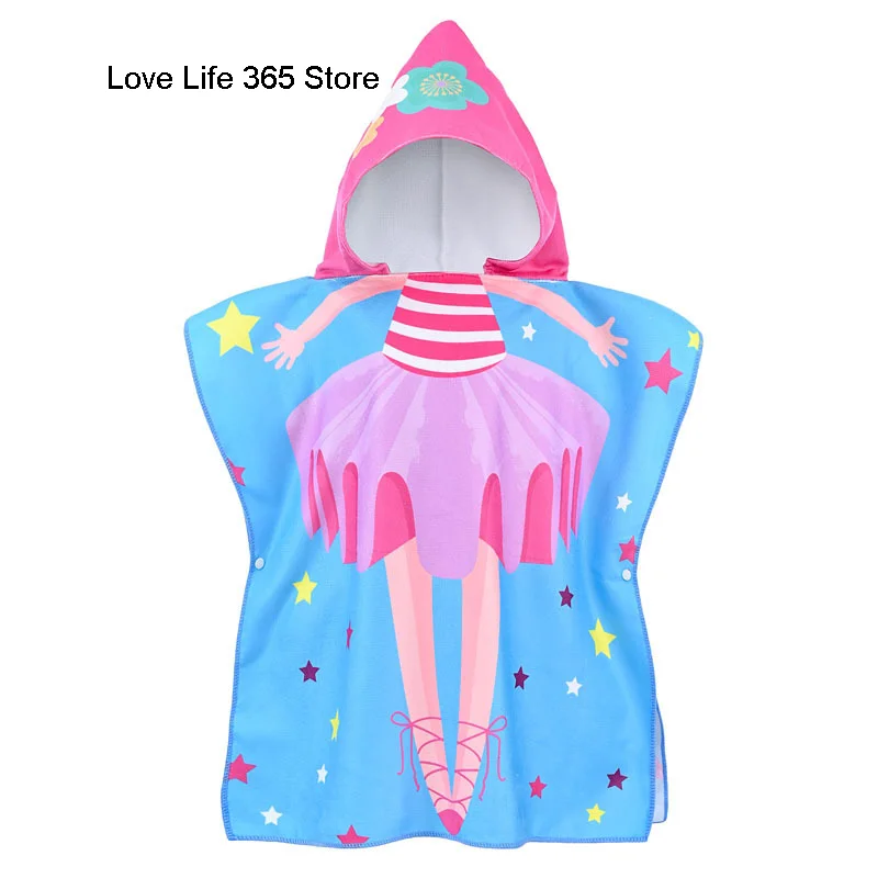 Cartoon Microfiber Towel For Kids Swimming Bath Hooded Cloak Printed Children's Cape Baby Shower Poncho Bathrobe For Grils Boys