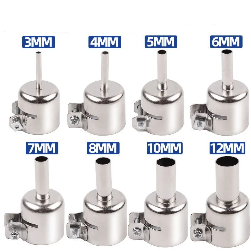 Universal Hot Air Nozzle 3-12mm For 852D 898 Soldering Heat Gun Air Soldering Welding Round Nozzles Tool