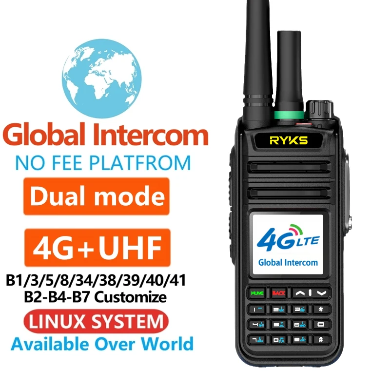 

Global-Intercom 4G PoC and UHF Internet Two-Way Radio Sim Card walkie talkie long range 5000km pair (no fee) Intercom platform