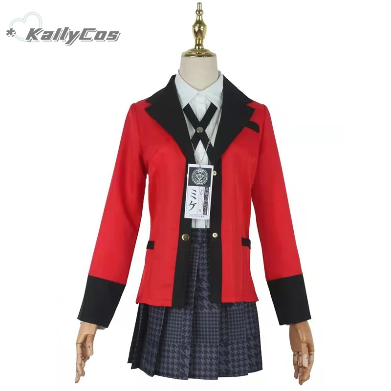 Disfraz de Kakegurui Jabami Yumeko para mujer y niña, Cosplay de Anime, uniforme escolar JK, peluca, fiesta de Halloween