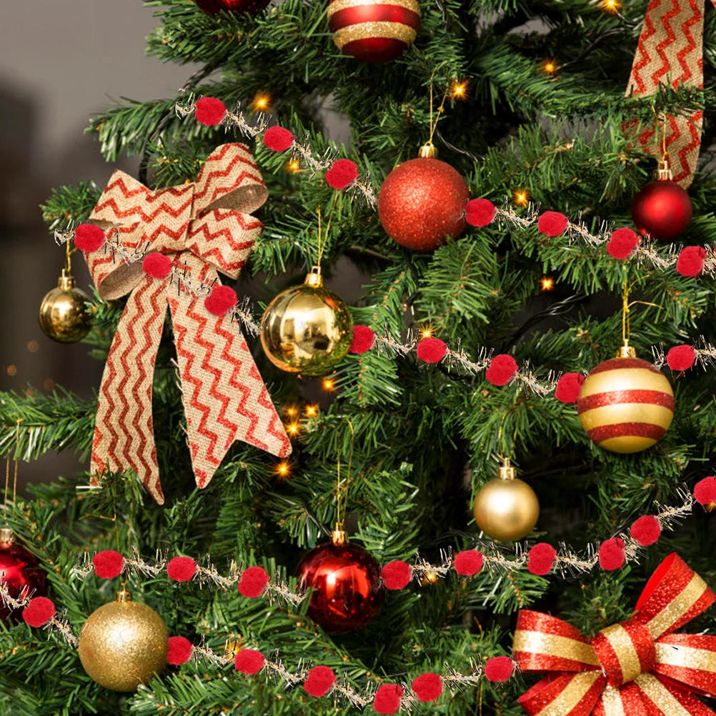 

2pcs 2 Rolls Glitter Pom Pom Ribbon Silver Gold Ball Fringe Craft Trim For Christmas Gift Wrap Party Decoration Crafts Ribbon