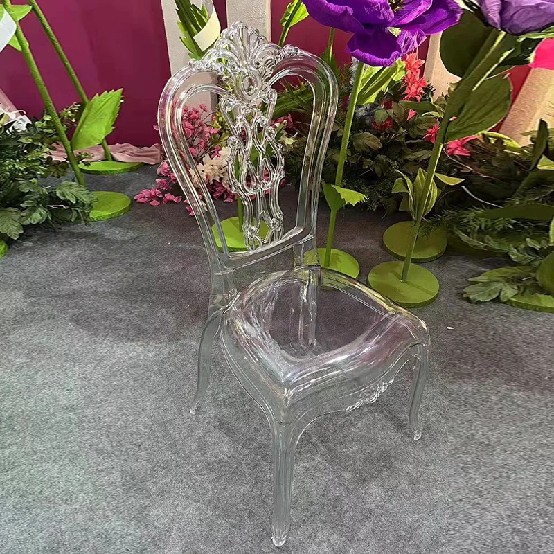 Hotel wedding palace chairs, crystal internet celebrity acrylic backrest chairs, transparent light luxury style plastic chairs