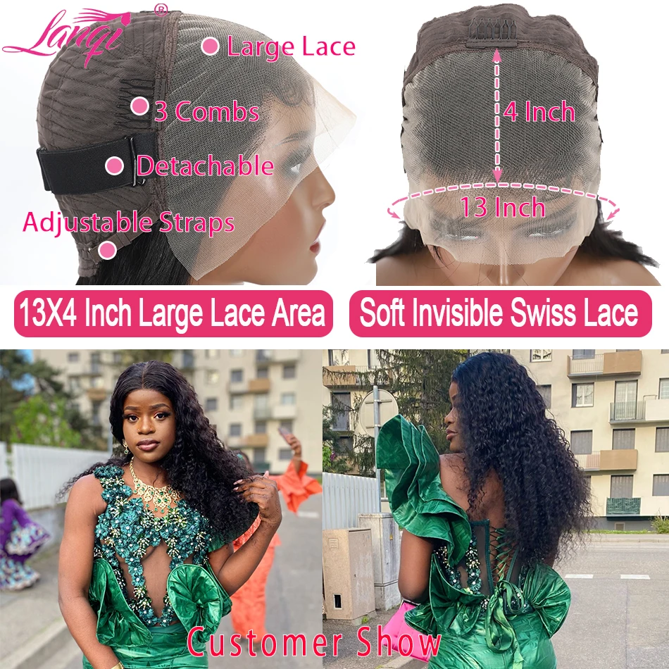 13x4 lockige Spitze Front Echthaar Perücken Deep Wave Frontal Perücke für Frauen transparente Spitze Frontal Perücke 4x4 Verschluss Perücken