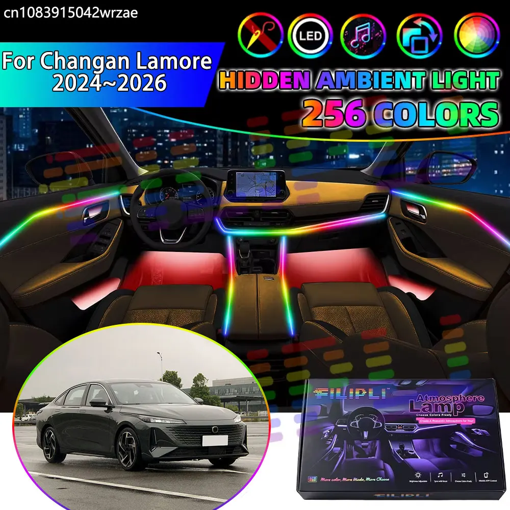 For Changan Lamore 2024 2025 2026 Nevo A05 RGB Car Interior Ambient Lights Strips Breathing Lighting Kit App Control LED strips