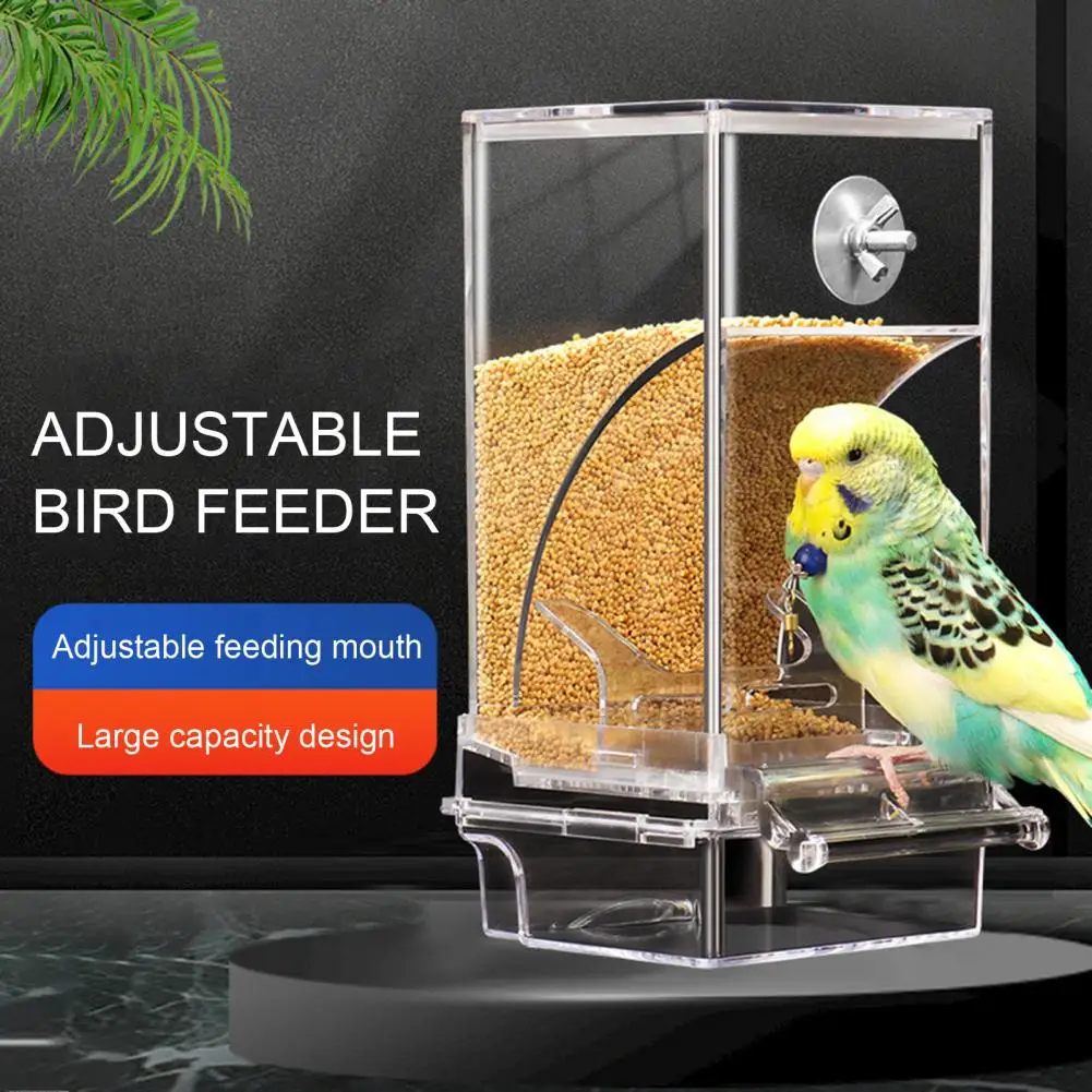 Bird Supplies Splash-proof Bird Feeder Spacious Automatic Bird Feeder for Small Birds Transparent Food Container No Mess