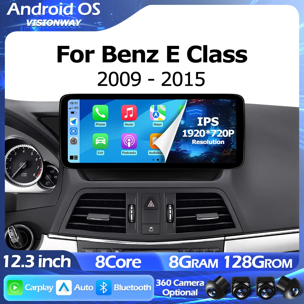 

Мультимедийный проигрыватель Android 15 с экраном 12,3 дюйма для Mercedes-Benz E-класса C207 W207 A207 2009-2015, GPS, Carplay, WIFI, 1920*720P