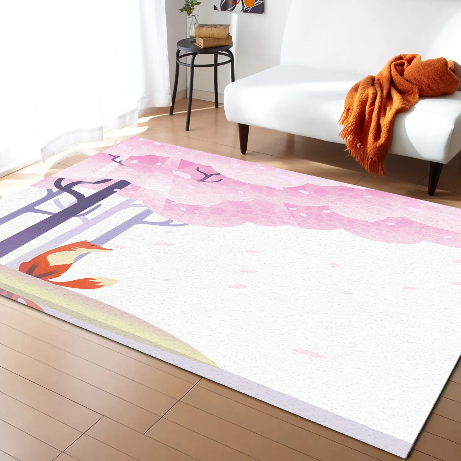 

Cherry Blossom Waterside Fox Living Room Carpet Coffee Table Floor Mat Study Bedroom Bedside Home Decoration Large Rug Floor Mat