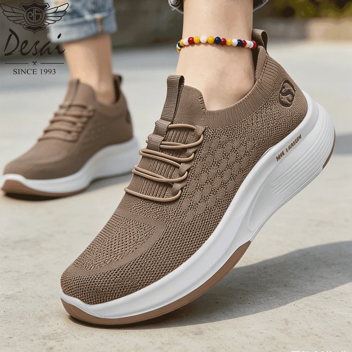 Desai Men's Wide Width Mesh Slip-on Sock Sneakers Thick Sole Breathable Lightweight Walking Shoes Casual Daily Commute view 2