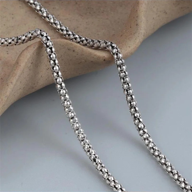 True Silver Popcorn Necklace Men Women S925 Sterling Silver Corn Necklace Girls Thai Silver Long Chain Pendant Necklace Jewelry