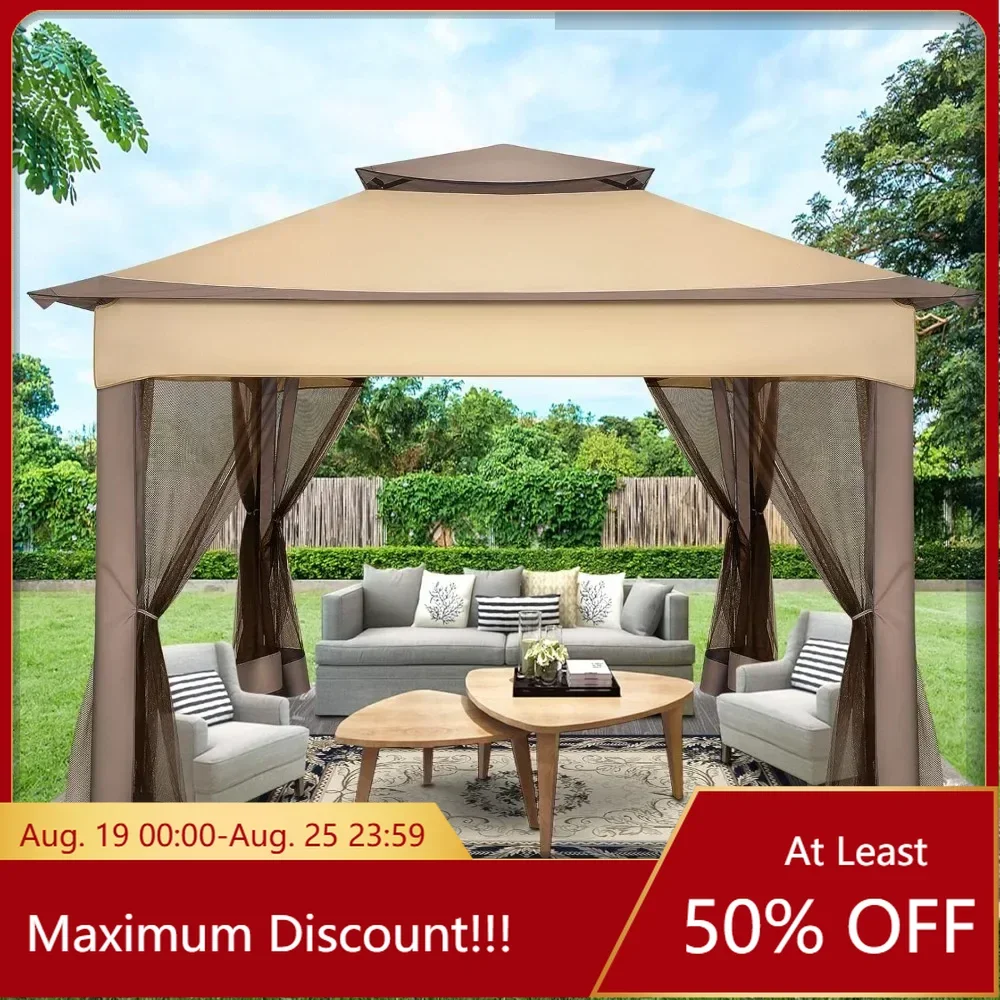 

Pop-up pavilion Patio11x11 outdoor pavilion with mosquito net,outdoor canopy with dual roof ventilation,121 square feet sunshade