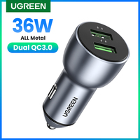 Ugreen 36W QC Car Charger Quick Charge 3.0  for Samsung S10 9 Fast Car Charging for Xiaomi iPhone QC3.0 Mobile Phone USB Charger