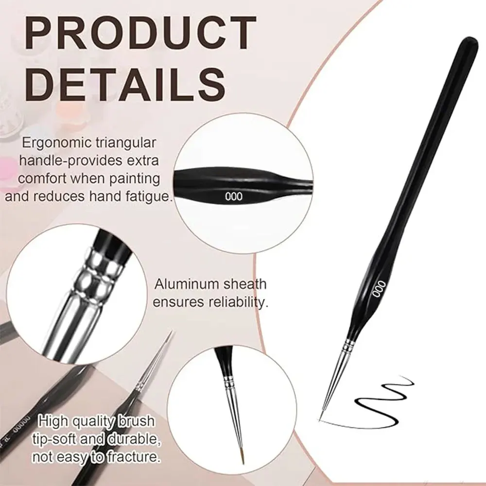 10 قطع من الفرش الدقيقة، 5 أحجام من فرش التفاصيل الدقيقة، مجموعة فرش الفنان الأكريليك، فرش الطلاء حسب الأرقام للألوان المائية والزيتية