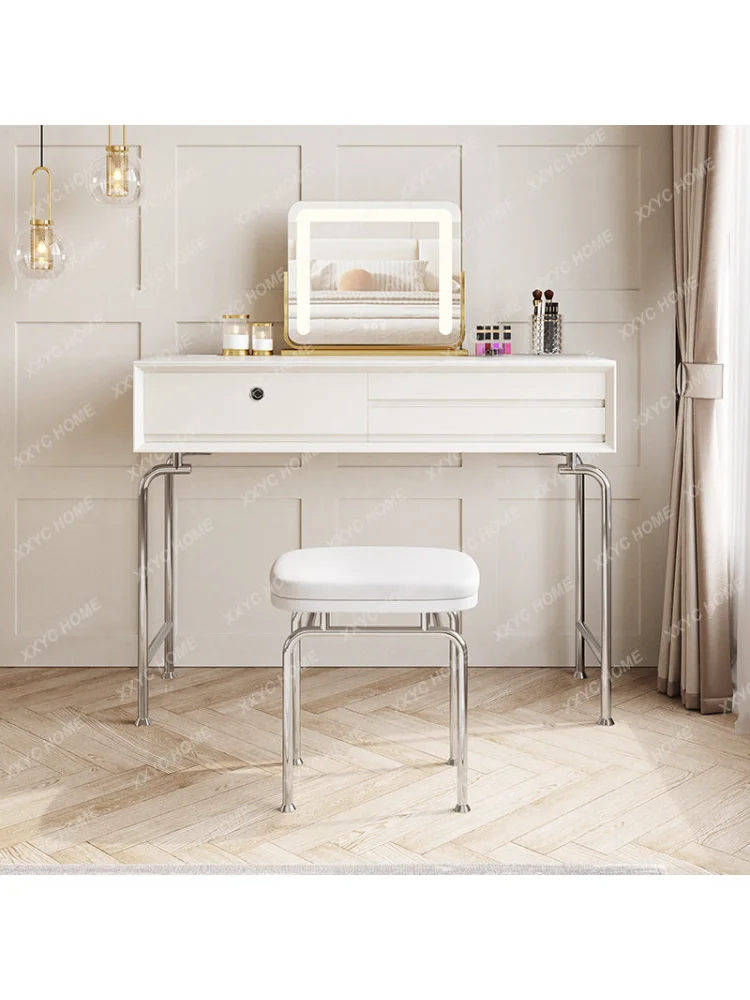 Rock Plate Dressing Table Nordic Small Apartment Solid Wood Makeup Table Light Luxury Advanced Multi-Functional Dressing Table