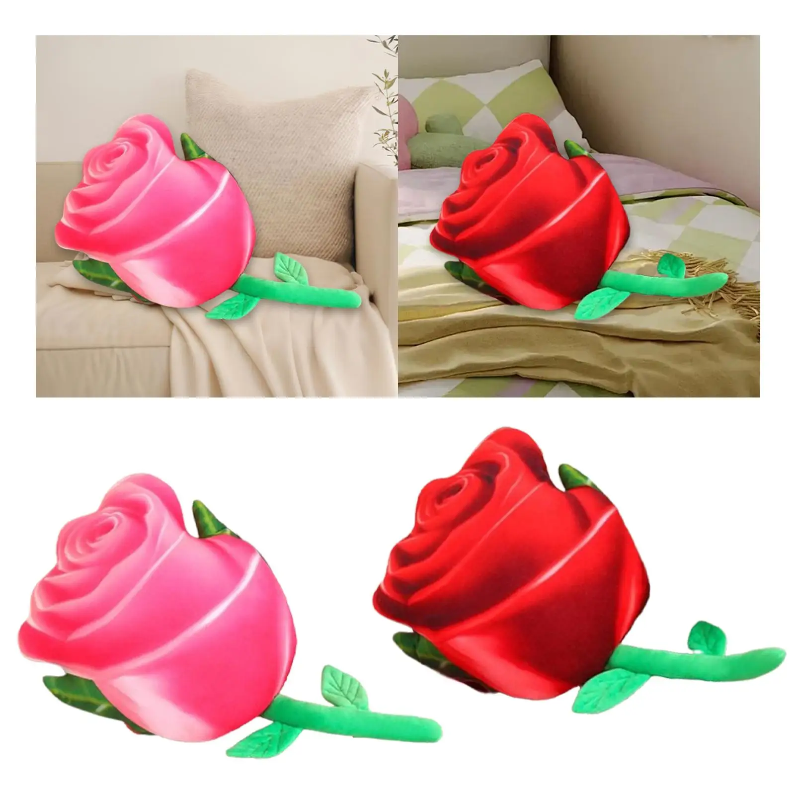 Rose Throw Pillow Comfortable Women Plush Toy for Couch Housewarming Bedroom