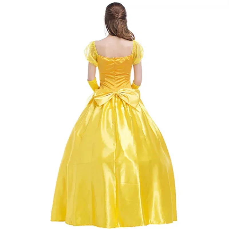 Halloween La Bella e la Bestia Abito da principessa giallo Principe Coppia Costume Adulto Belle Costumi Spettacolo teatrale Cosplay Fancy Party Dress