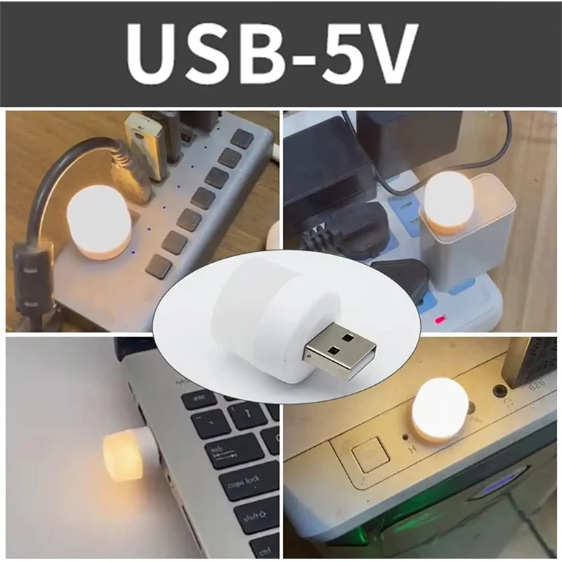 Mini USB Night Lights Warm White Light Eye Protection Book Reading Lamps USB Plug Computer Mobile Power Charging LED Lamp Bulbs