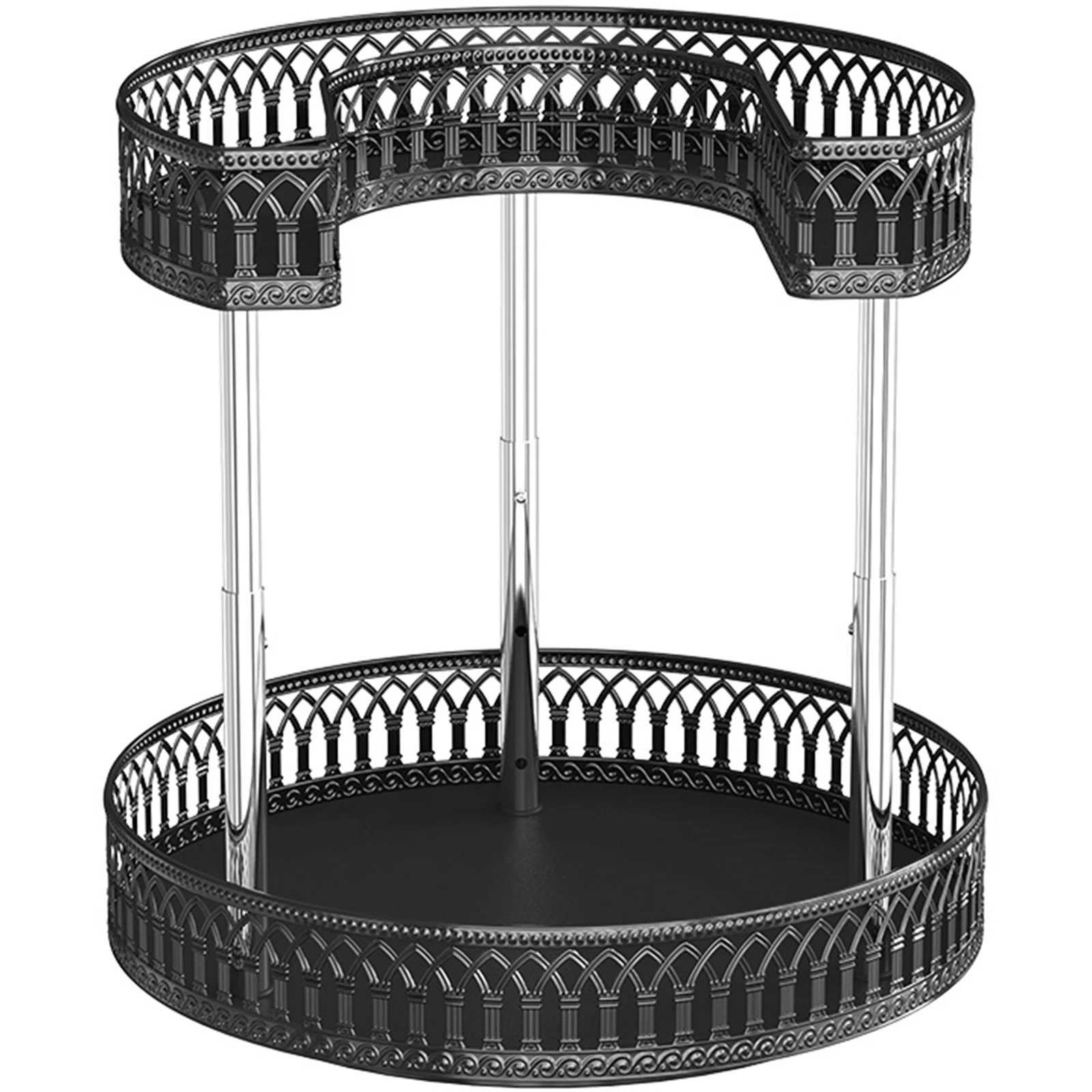 

Spice Rack Organizer 2-Tier Lazy Susan Turntable Spice Rack 360° Rotating Condiment Holder with Non-Slip Pad Adjustable Height