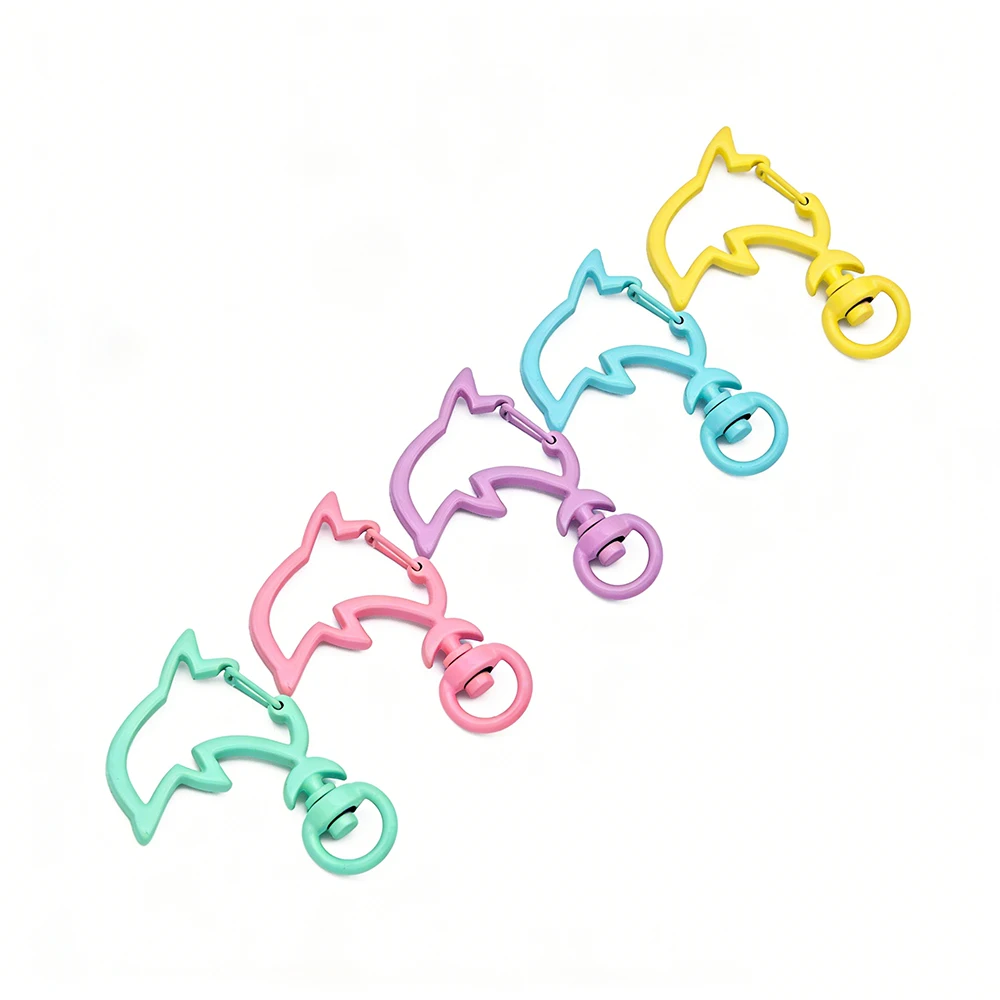 

10pcs Candy Colors Metal Dolphin Snap Lobster Clasp Hooks DIY Cute Keychain Jewelry Making Supplies Wholesale