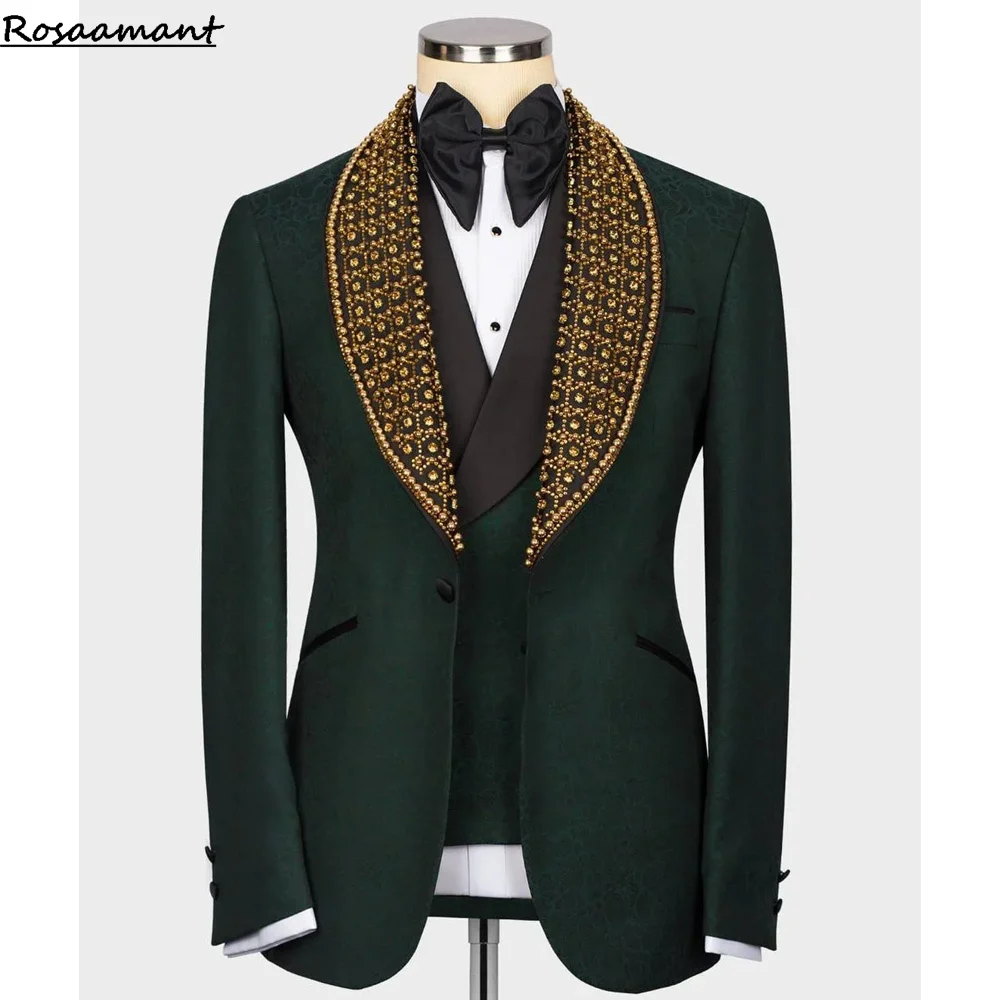 

Мужской деловой повседневный костюм-тройка в британском стиле (жилет, брюки, пиджак) из жаккарда высокой плотности для свадьбы, коллекция Весна 2026