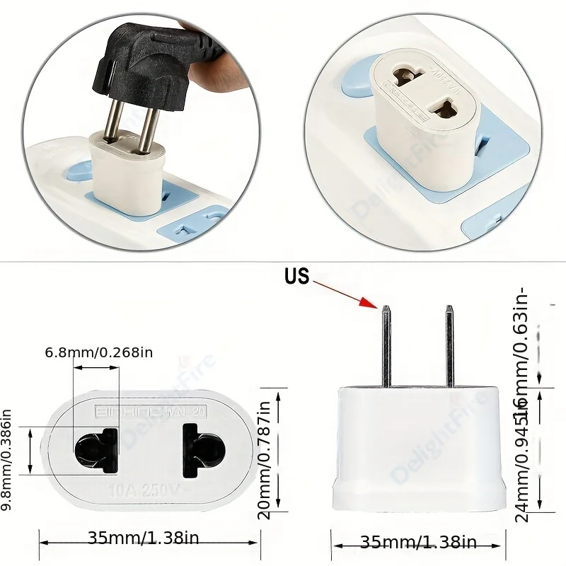 1/2/5pcs US Mexico Plug Adapter, 2-pin EU to US Outlet Converter, Electrical Socket Adapter for Travel, Pure Copper Pin.