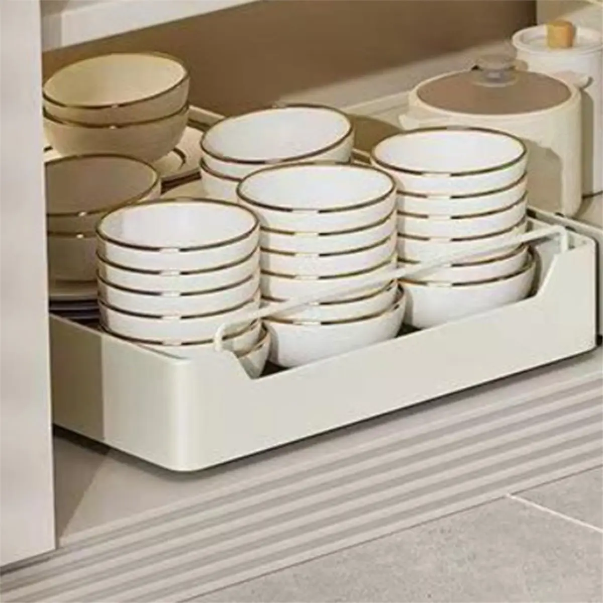 Kitchen Countertop Drawer-Style Storage Tray Seasoning Box Storage Rack Cabinet Organization Storage Pull-Out Basket