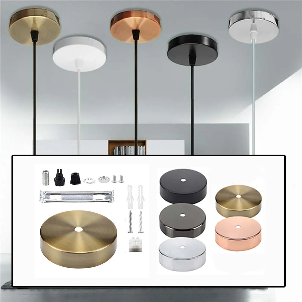 Pendant Light Round Ceiling Tray Wall Lamp Metal Led Base Chassis Straight Edge Tray Kit Hanging Lamp Holder Accessories