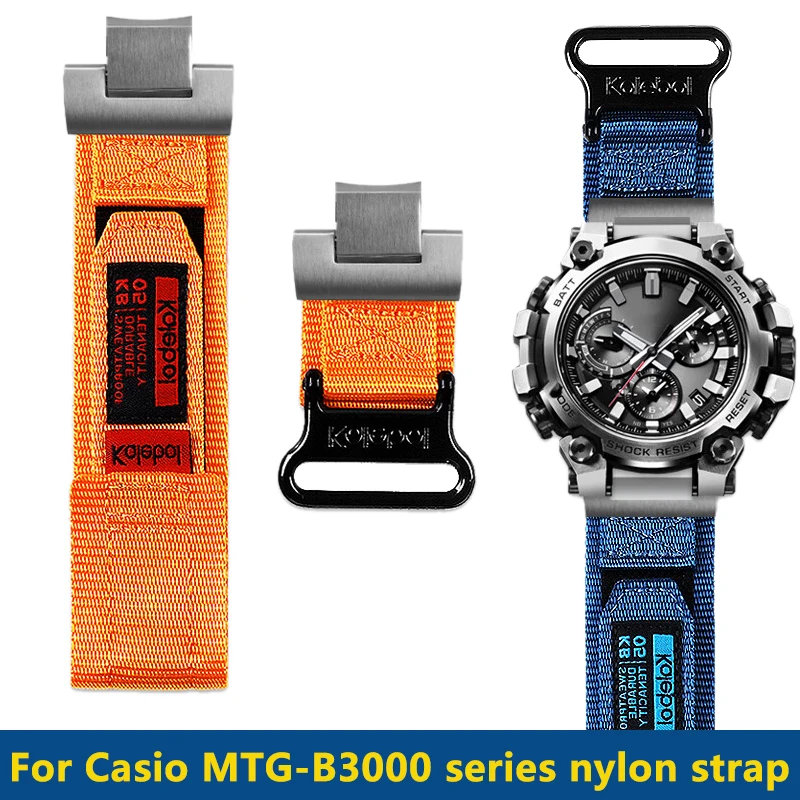 

For Casio 5672 Sport Watch MTG-B3000 Series Modified Nylon Canvas Watch Strap Quick Release Metal Adapter Waterproof Watchband