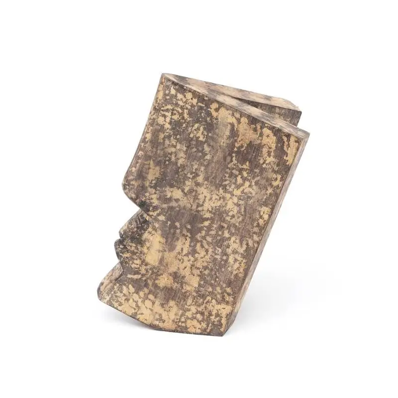 كائن ديكور الوجه الخشبي - 5x4x8 بوصة. تمثال ونحت فريد لديكور المنزل والمكتب