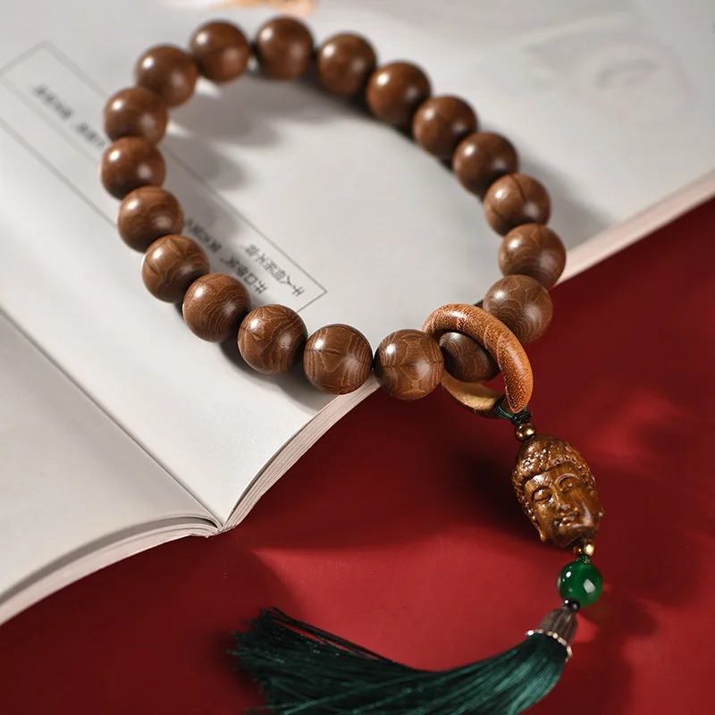 Six-rod wood hand-held prayer , 15mm Buddhist beads, car pendant, hanging ornament with tassels