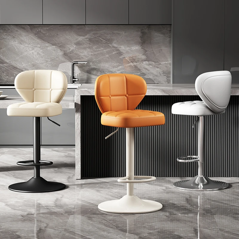 Stylish Swivel Modern Bar Chairs Lounge Minimalistic Leather Brown Stools Bar Chairs Nordic White Taburete Alto Furniture