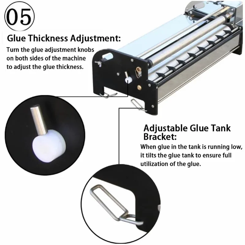 

53cm Hand Crank Wallpaper Gluing Machine Stainless Steel Brushing Machine Home Wallpaper Gluing Machine Glue Thickness Adjustmen