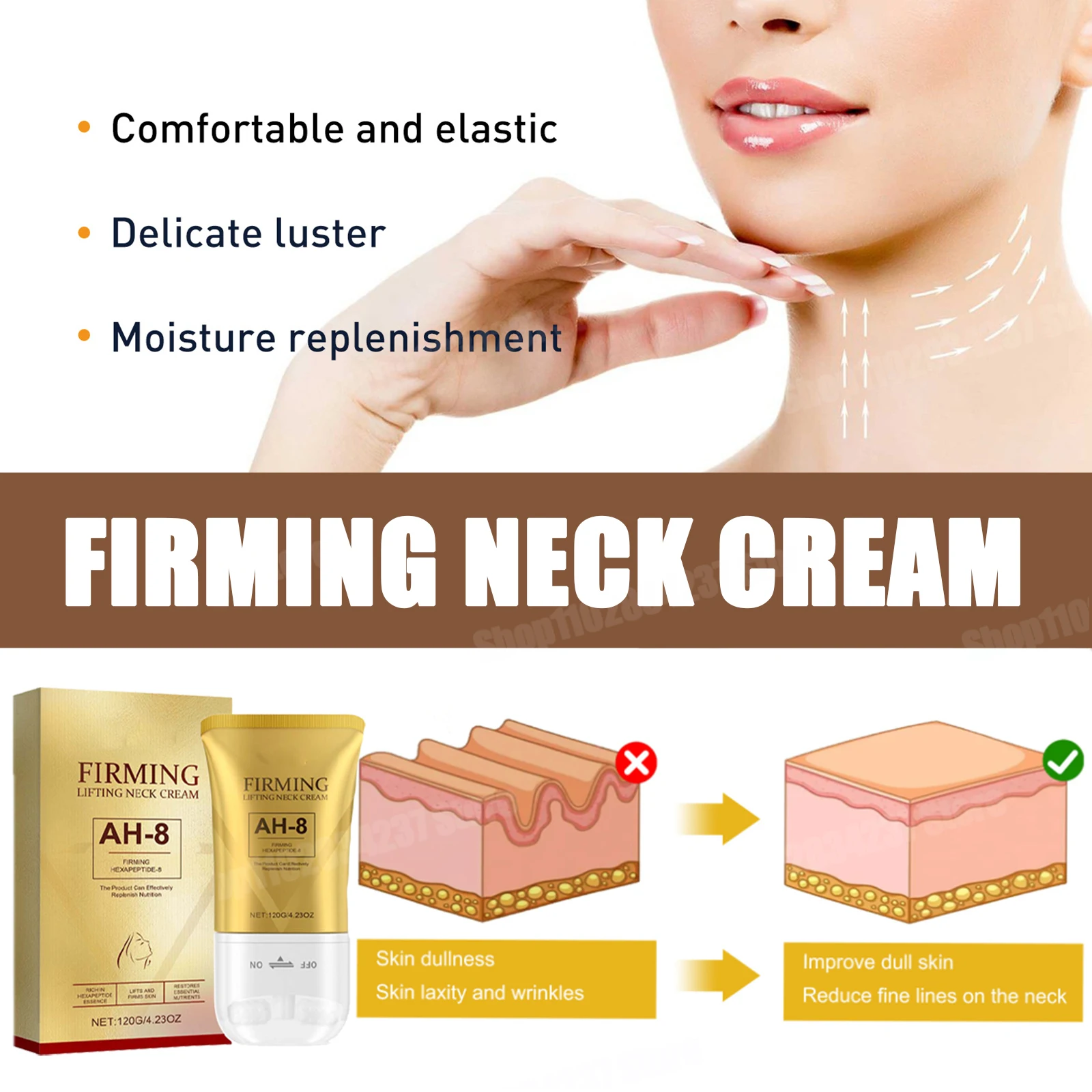 

Firming Lifting Neck Cream Anti Aging Deeply Moisturizing Tightening Cream for Crepey Skin with Comfort Roller